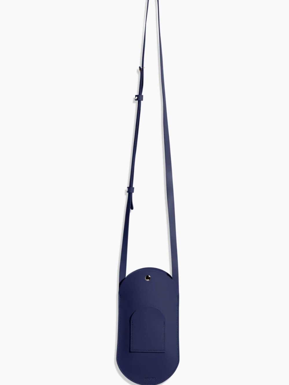 Minimal Navy Leather Crossbody Phone Pouch